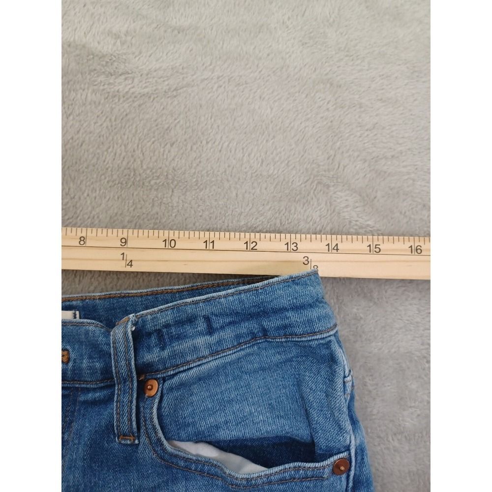 Madewell Jeans Sz 27 High Rise Slim Straight Crop Boyjean Fray Raw Hem Stretch - Picture 9 of 14